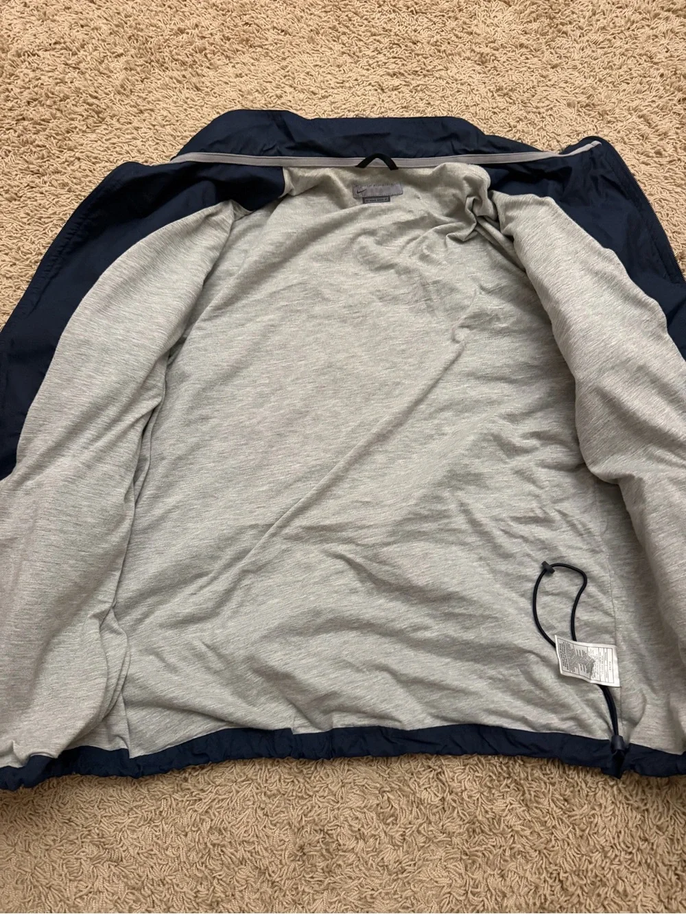 Vintage Nike Navy Blue Nylon Rain Track Jacket Windbreaker Size Large Y2K